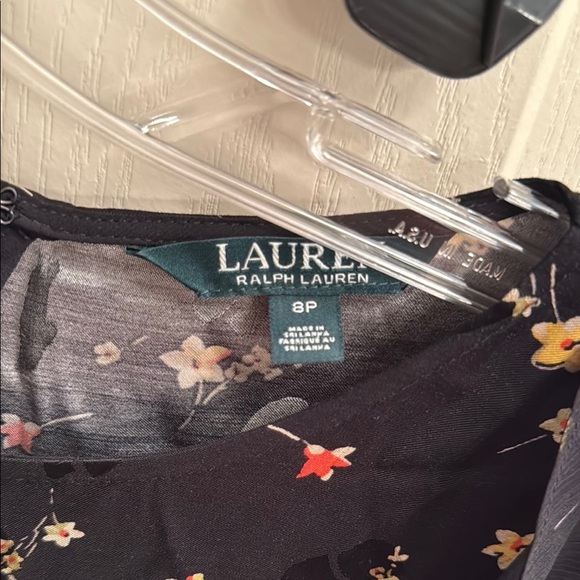 Lauren Ralph Lauren Black Long Sleeve floral with Ruffles on Sleeves. Size 8P - Picture 2 of 9